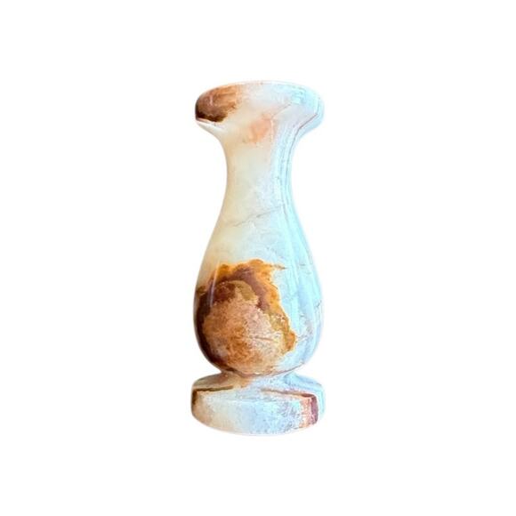 Marbled Stone Bud Flower Vase Small Cream Brown - Picture 1 of 4